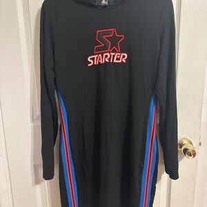 Starter Black Label Long Sleeve Hooded Dress Large